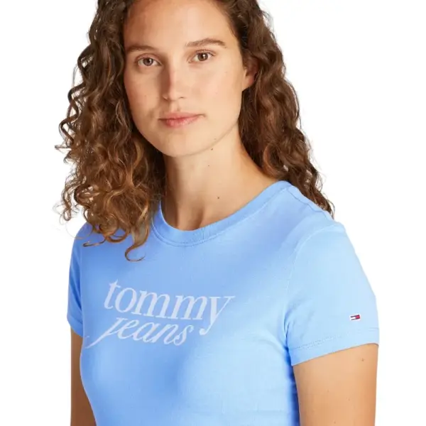 Tommy Hilfiger - Γυναικείο T-shirt Essential Slim Fit DW0DW19447-C12 Γαλάζιο DW0DW19447-C12