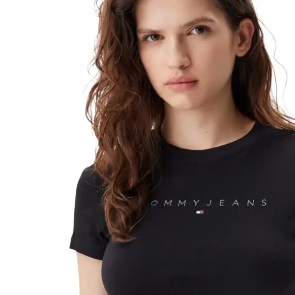 Tommy Hilfiger - Γυναικείο T-shirt Tonal Linear Slim Fit DW0DW20315-BDS Μαύρο DW0DW20315-BDS