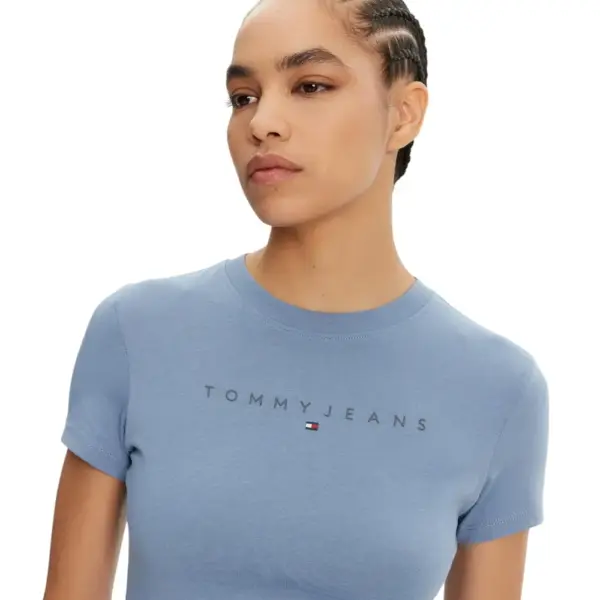 Tommy Hilfiger - Γυναικείο T-shirt Tonal Linear Slim Fit DW0DW20315-DY6 Γαλάζιο DW0DW20315-DY6