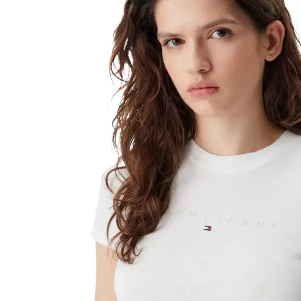 Tommy Hilfiger - Γυναικείο T-shirt Tonal Linear Slim Fit DW0DW20315-YBL Εκρού DW0DW20315-YBL