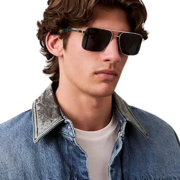 Calvin Klein - Ανδρικά Γυαλιά Ηλίου CKJ25201S-016 με Ασημί Σκελετό και Μπλε Καθρέφτη Φακό CKJ25201S-016