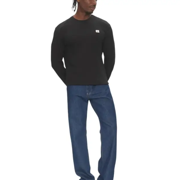 Calvin Klein - Ανδρικό Πουλόβερ Badge Waffle LS Tofu LV040EM217-UB1 Μαύρο LV040EM217-UB1