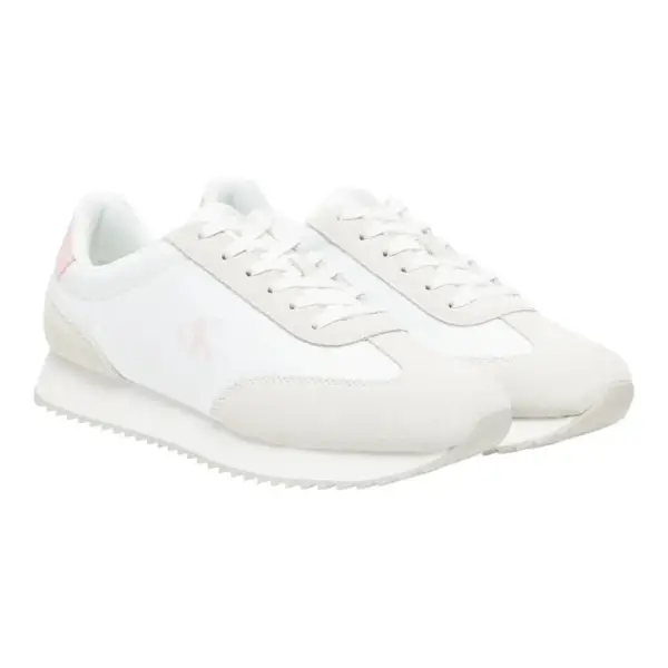 Calvin Klein - Γυναικεία Δερμάτινα Sneakers Runner Laceup Mg Nylon Mix YW0YW01828-0LD Λευκό YW0YW01828-0LD