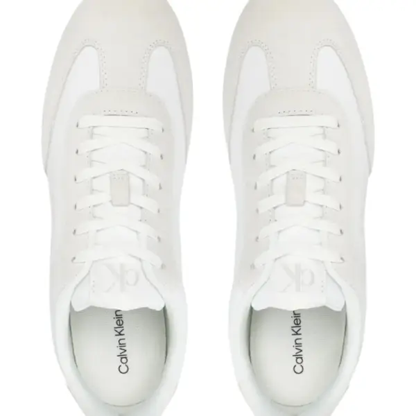 Calvin Klein - Γυναικεία Δερμάτινα Sneakers Runner Laceup Mg Nylon Mix YW0YW01828-0LD Λευκό YW0YW01828-0LD