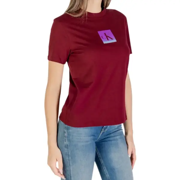 Calvin Klein - Γυναικείο T-Shirt Ck Maniche Corte Donna LV047C864G-VLP Μπορντό LV047C864G-VLP