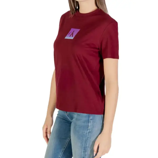 Calvin Klein - Γυναικείο T-Shirt Ck Maniche Corte Donna LV047C864G-VLP Μπορντό LV047C864G-VLP