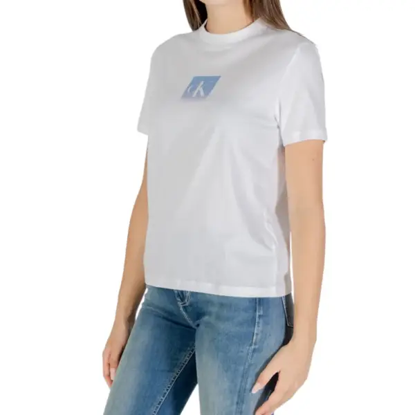 Calvin Klein - Γυναικείο T-Shirt Ck Maniche Corte Donna LV047C864G-YAA Λευκό LV047C864G-YAA