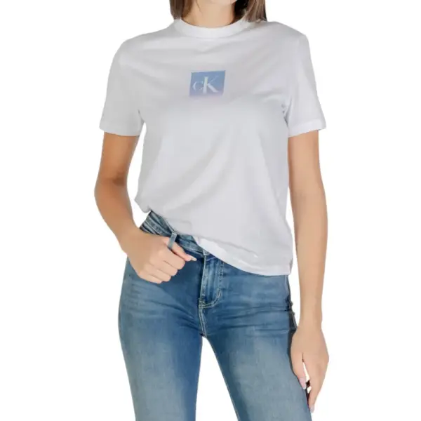 Calvin Klein - Γυναικείο T-Shirt Ck Maniche Corte Donna LV047C864G-YAA Λευκό LV047C864G-YAA