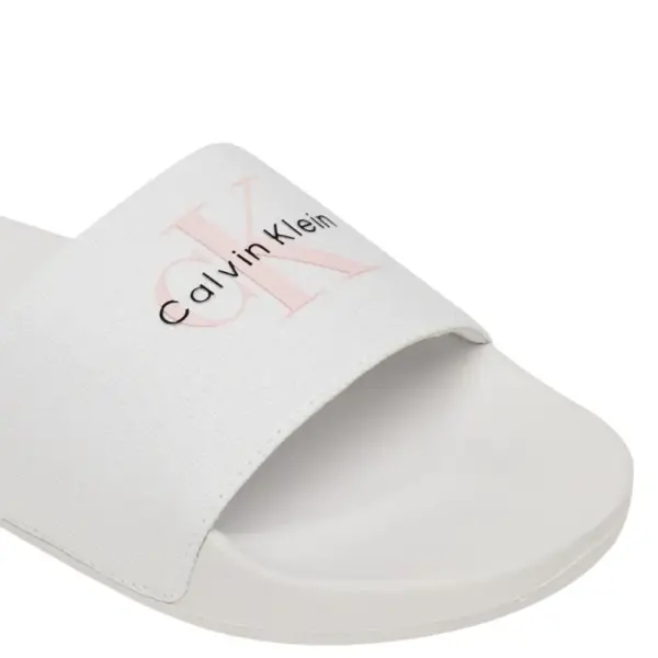 Calvin Klein – Γυναικείες Παντόφλες Monogram Wn Logo YW0YW01967-YAF Λευκό YW0YW01967-YAF