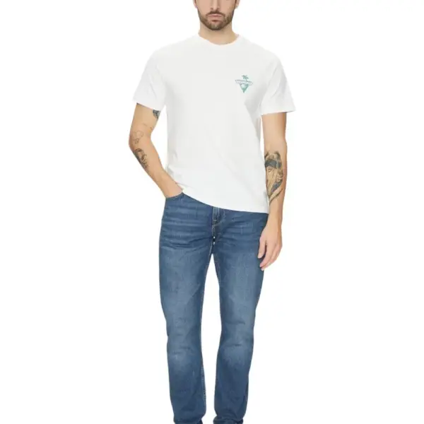 Guess - Ανδρικό T-shirt Regular Fit M5GI55K8FQ4-G011 Λευκό M5GI55K8FQ4-G011