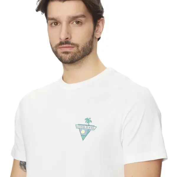 Guess - Ανδρικό T-shirt Regular Fit M5GI55K8FQ4-G011 Λευκό M5GI55K8FQ4-G011