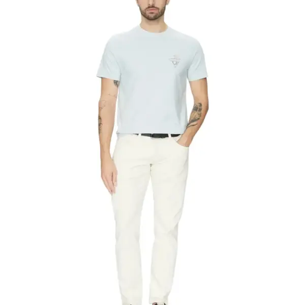 Guess - Ανδρικό T-shirt Regular Fit M5GI55K8FQ4-G7O7 Γαλάζιο M5GI55K8FQ4-G7O7