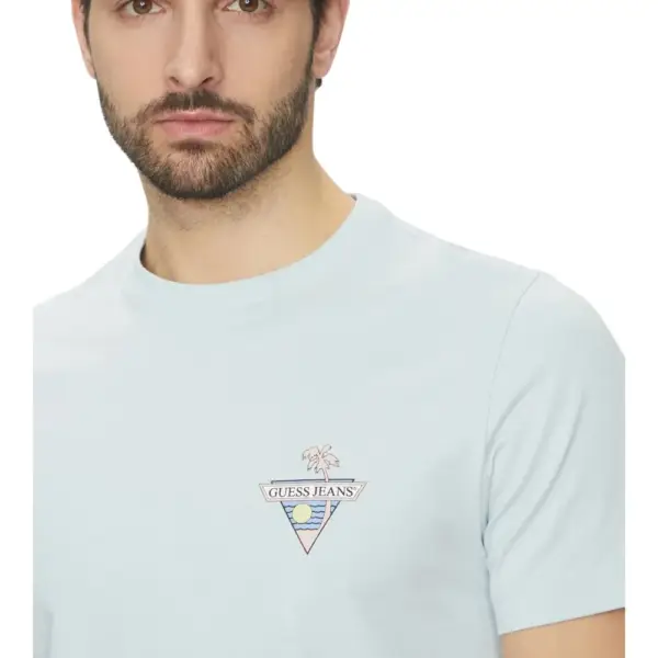 Guess - Ανδρικό T-shirt Regular Fit M5GI55K8FQ4-G7O7 Γαλάζιο M5GI55K8FQ4-G7O7