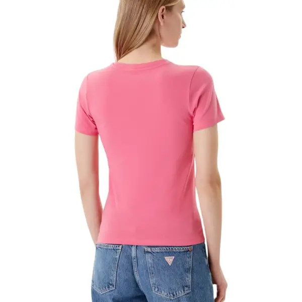 Guess - Γυναικείο T-Shirt Slim Iconic Tri‑Logo Tee W4YI04J1314-A619 Ροζ W4YI04J1314-A619