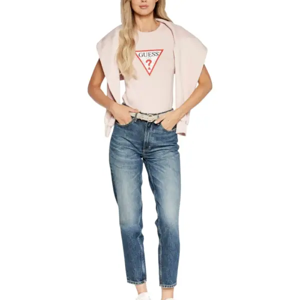 Guess - Γυναικείο T-Shirt Slim Iconic Tri‑Logo Tee W4YI04J1314-G682 Ροζ W4YI04J1314-G682