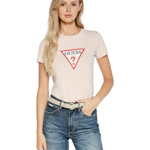 Guess - Γυναικείο T-Shirt Slim Iconic Tri‑Logo Tee W4YI04J1314-G682 Ροζ W4YI04J1314-G682