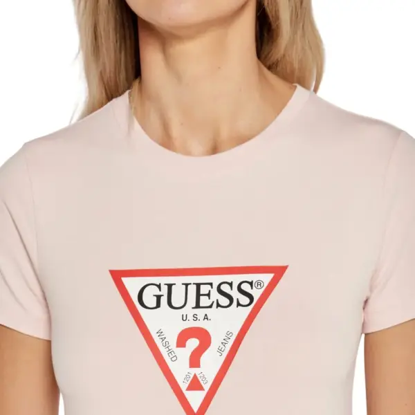 Guess - Γυναικείο T-Shirt Slim Iconic Tri‑Logo Tee W4YI04J1314-G682 Ροζ W4YI04J1314-G682