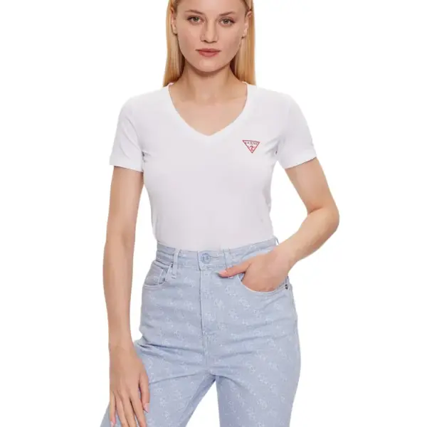 Guess - Γυναικείο T-Shirt V‑Neck W2YI45J1314-G011 Λευκό
