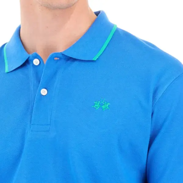 La Martina - Ανδρικό T-Shirt Polo Anthony Regular Fit BPMP04-PK031-07205 Μπλε BPMP04-PK031-07205