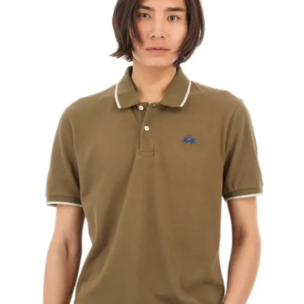 La Martina - Ανδρικό T-Shirt Polo Anthony Regular Fit BPMP04-PK031-03197 Χακί BPMP04-PK031-03197