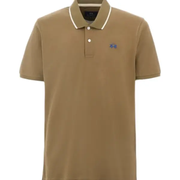 La Martina - Ανδρικό T-Shirt Polo Anthony Regular Fit BPMP04-PK031-03197 Χακί BPMP04-PK031-03197