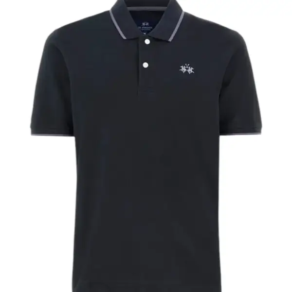 La Martina - Ανδρικό T-Shirt Polo Anthony Regular Fit BPMP04-PK031-09999 Μαύρο BPMP04-PK031-09999