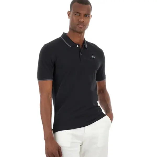 La Martina - Ανδρικό T-Shirt Polo Anthony Regular Fit BPMP04-PK031-09999 Μαύρο