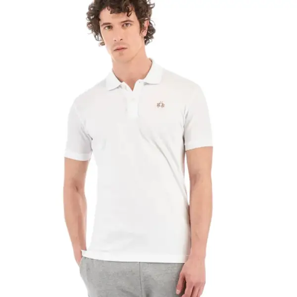 La Martina - Ανδρικό T-Shirt Polo CCMP02-PK001-00001 Λευκό