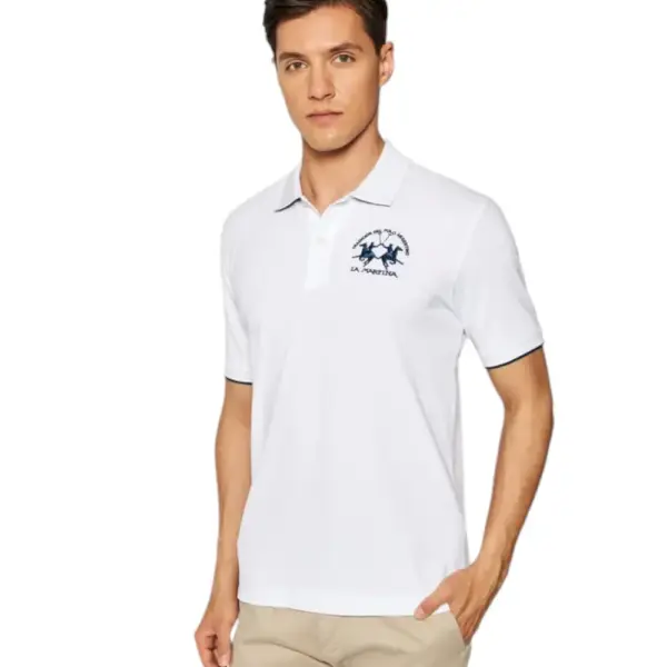 La Martina - Ανδρικό Κοντομάνικο Polo Regular Fit CCMP01 PK001-00001 Λευκό