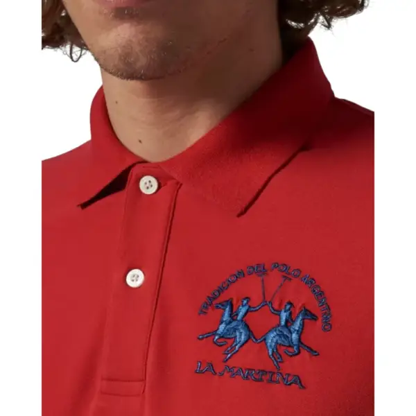 La Martina - Ανδρικό Κοντομάνικο Polo Regular Fit CCMP01 PK001-06008 Κόκκινο