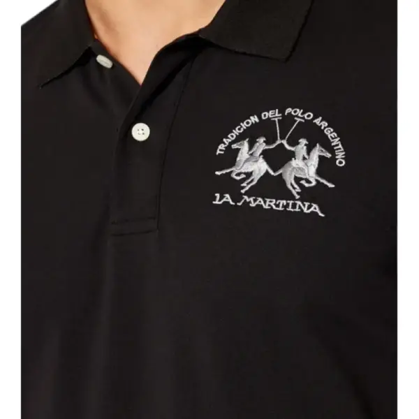La Martina - Ανδρικό Κοντομάνικο Polo Regular Fit CCMP01 PK001-09999 Μαύρο