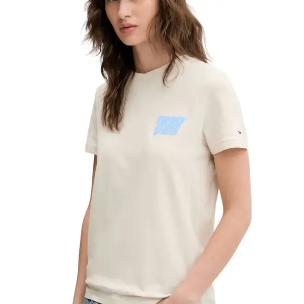 Tommy Hilfiger - Γυναικείο T-shirt Regular Bubble Tee Fit DW0DW21338-ACG Μπεζ DW0DW21338-ACG