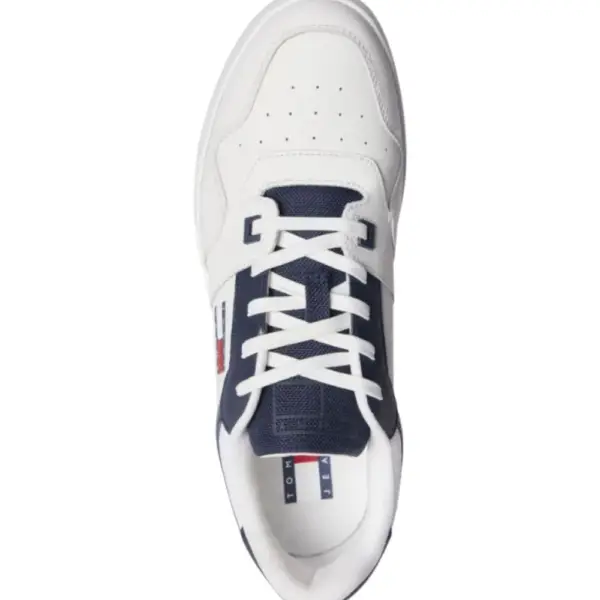 Tommy Hilfiger - Ανδρικά Δερμάτινα Sneakers Tjm Retro Basket Ess EM0EM01395-DW4 Λευκό EM0EM01395-DW4