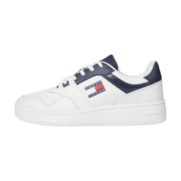 Tommy Hilfiger - Ανδρικά Δερμάτινα Sneakers Tjm Retro Basket Ess EM0EM01395-DW4 Λευκό EM0EM01395-DW4