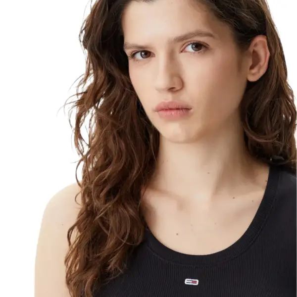 Tommy Hilfiger - Γυναικείο T-shirt Αμάνικο Rib Essential Tank Top Slim Fit DW0DW20673-BDS Μαύρο DW0DW20673-BDS