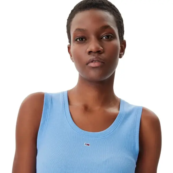 Tommy Hilfiger - Γυναικείο T-shirt Αμάνικο Rib Essential Tank Top Slim Fit DW0DW20673-C12 Γαλάζιο DW0DW20673-C12