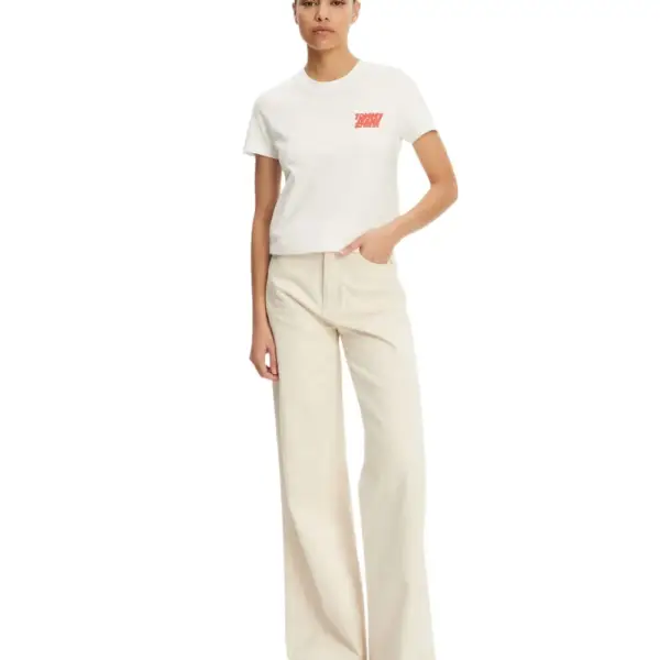 Tommy Hilfiger - Γυναικείο T-shirt Regular Bubble Tee Fit DW0DW21338-YBL Εκρού DW0DW21338-YBL