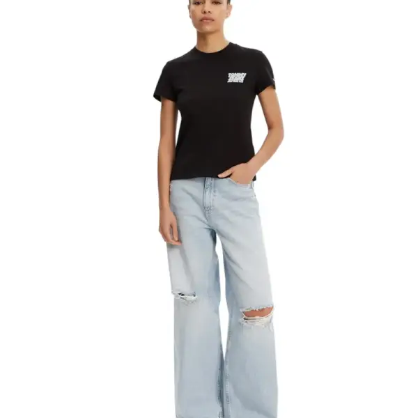 Tommy Hilfiger - Γυναικείο T-shirt Regular Bubble Tee Fit DW0DW21338-BDS Μαύρο DW0DW21338-BDS