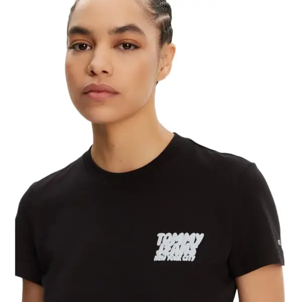 Tommy Hilfiger - Γυναικείο T-shirt Regular Bubble Tee Fit DW0DW21338-BDS Μαύρο DW0DW21338-BDS