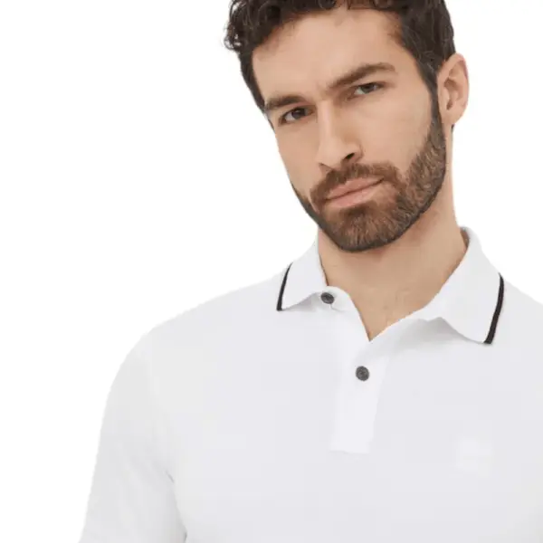 Boss - Ανδρικό Polo T-shirt Passertrip Slim Fit 50507699-100 Λευκό 50507699-100