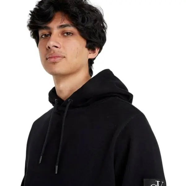 Calvin Klein - Ανδρικό Φούτερ Monogram Sleeve Badge Regular Fit J30J314036-BAE Μαύρο J30J314036-BAE
