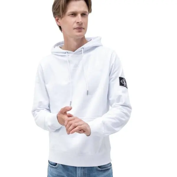 Calvin Klein - Ανδρικό Φούτερ Monogram Sleeve Badge Regular Fit J30J314036-YAF Λευκό