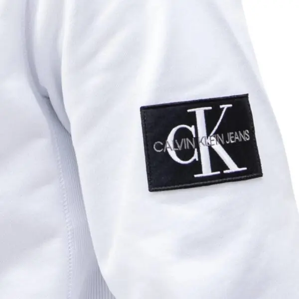 Calvin Klein - Ανδρικό Φούτερ Monogram Sleeve Badge Regular Fit J30J314036-YAF Λευκό J30J314036-YAF