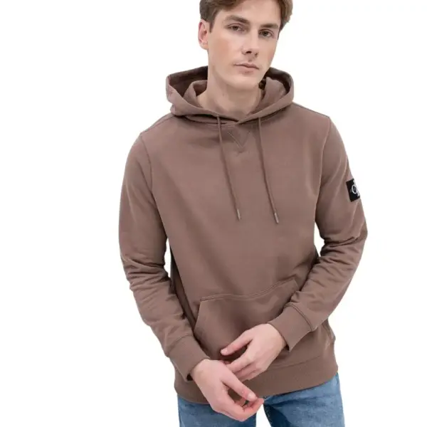 Calvin Klein - Ανδρικό Φούτερ Monogram Sleeve Badge Regular Fit J30J314036-GVE Μπεζ