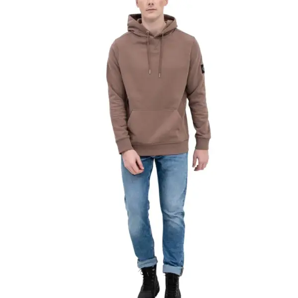 Calvin Klein - Ανδρικό Φούτερ Monogram Sleeve Badge Regular Fit J30J314036-GVE Μπεζ J30J314036-GVE