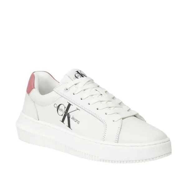 Calvin Klein - Γυναικεία Δερμάτινα Sneakers Chunky Cupsole Mono Wn YW0YW00823-02S Λευκό YW0YW00823-02S