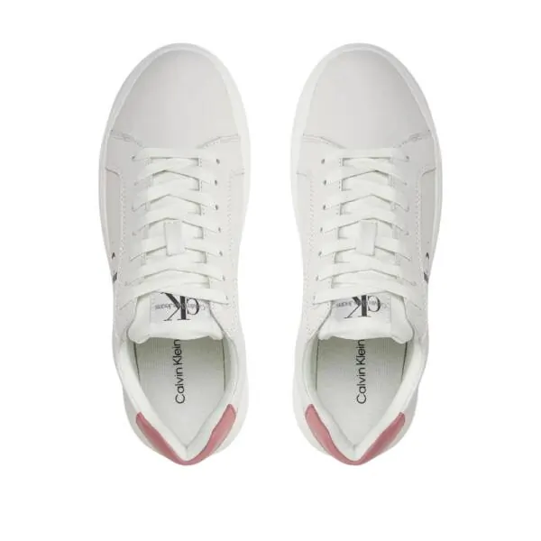 Calvin Klein - Γυναικεία Δερμάτινα Sneakers Chunky Cupsole Mono Wn YW0YW00823-02S Λευκό YW0YW00823-02S