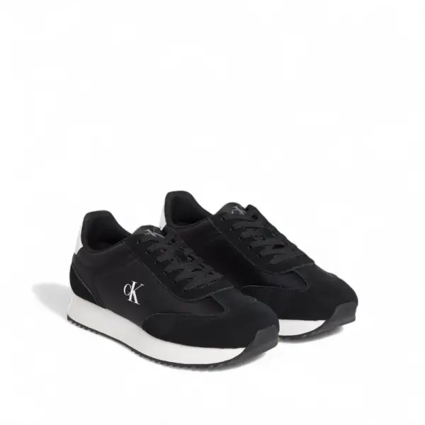 Calvin Klein - Γυναικεία Δερμάτινα Sneakers Runner Laceup Mg Nylon Mix YW0YW01828-0GM Μαύρο YW0YW01828-0GM
