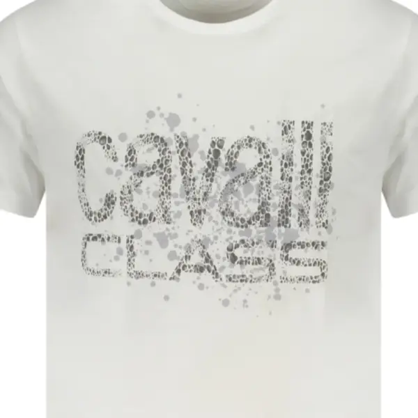 Cavalli Class - Ανδρική Μπλούζα T-Shirt Κοντομάνικη Regular Fit TXT60DJD060-00533 Λευκό TXT60DJD060-00533