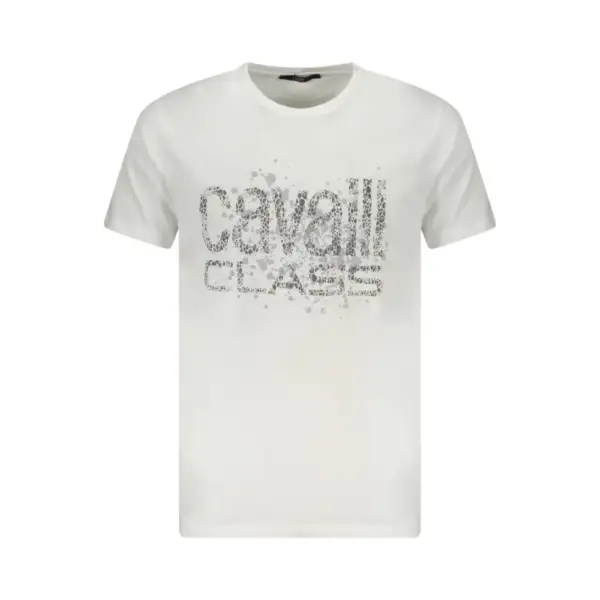 Cavalli Class - Ανδρική Μπλούζα T-Shirt Κοντομάνικη Regular Fit TXT60DJD060-00533 Λευκό